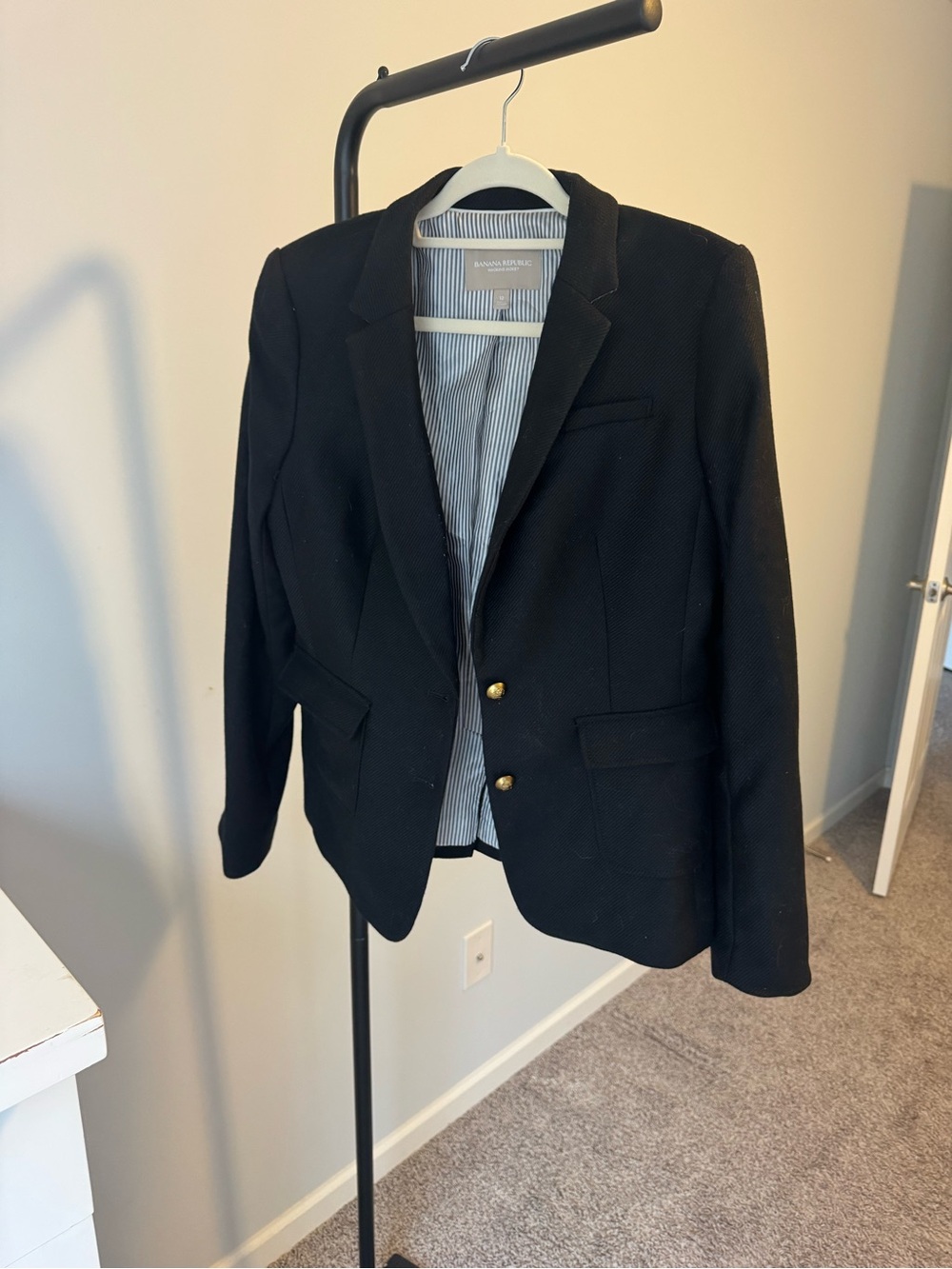 Banana Republic Black Tailored Blazer with Gold Buttons